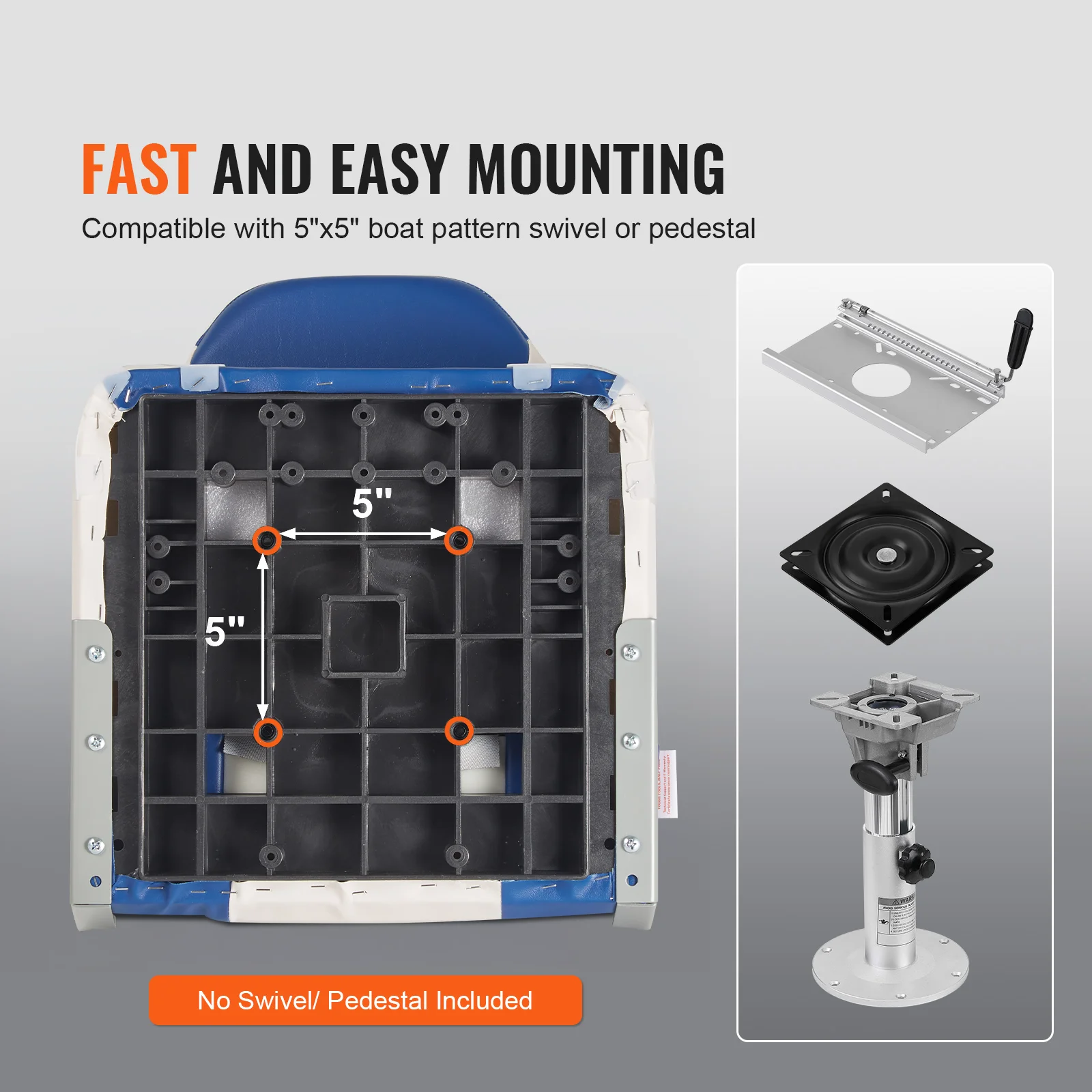 SucceBuy Boat Seats 21.85" High Back Boat Seat Folding Boat Chair Fold-Down Boat Captain Chairs for Fishing Boat, Canoe, 2-Pack