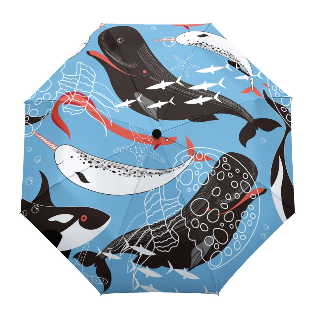 Sperm Whale Whale Cartoon Deep Summer Umbrella for Outdoor Fully automatic  Eight Strands Umbrellas for Adults Printed Umbrella| | - AliExpress