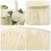Wedding Ceremony Decoration Flower Girl Basket Rustic with Handle Petal Handheld Small Bowknot Fabric Stunning 4