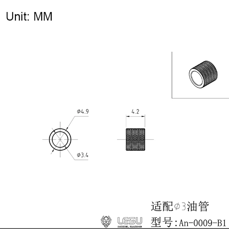 LESU An-0009-A1/-B1/-C1 Nylon-Ölleitung zur Installation und Sicherung, Präzisionsgewinde aus Kupfer, Kupferkappe, Turmkopf oder DIY-Zubehör – Detail 5