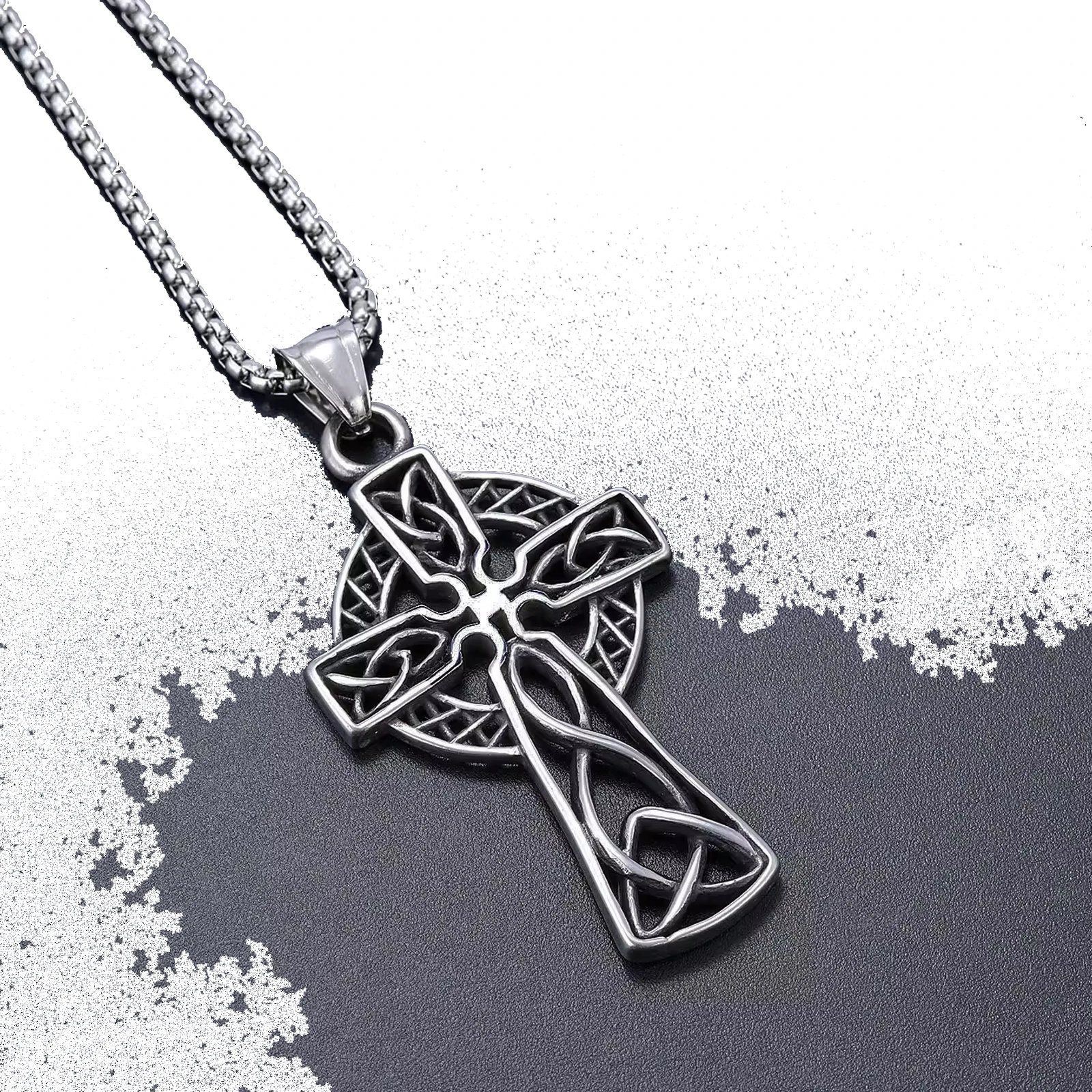 

Custom casting jewelry stainless steel jewerely vintage hollow cross pendant celtic knot viking necklace Unisex