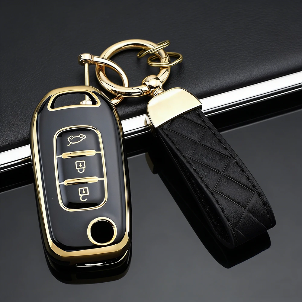 Premium TPU Car Key Cover with Chain - Sleek and Durable Key Protector