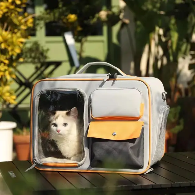 cat bag Cats Backpack transporter for cats Double shoulder pet backpack, crossbody bag,15KG can withstand weight,large space 4