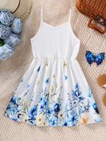 Robe à bretelles à imprimé floral pour filles, vêtements doux et jolis pour enfants de 4 à 7 ans, nouvelle collection été 03 1