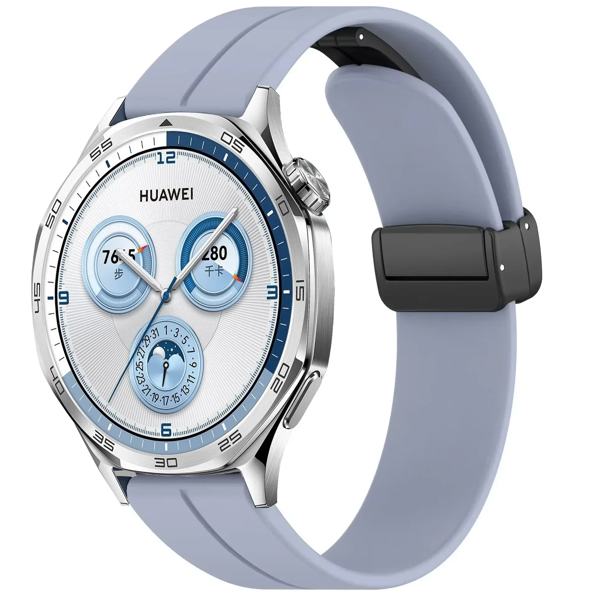 Magnetic Buckle Silicone Watch Strap, 20-22mm Adjustable Band Bracelet
