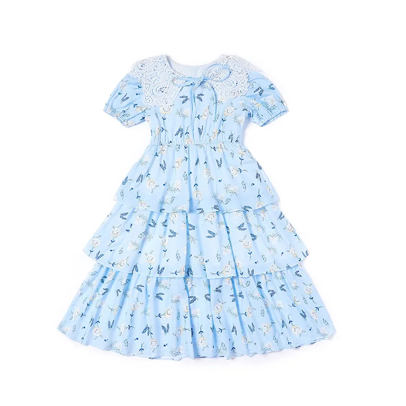 

Teen Girls Floral Cake Dress 2023 New Summer Princess Clothing Cute Dot Kids Elegant Dresses, #7228