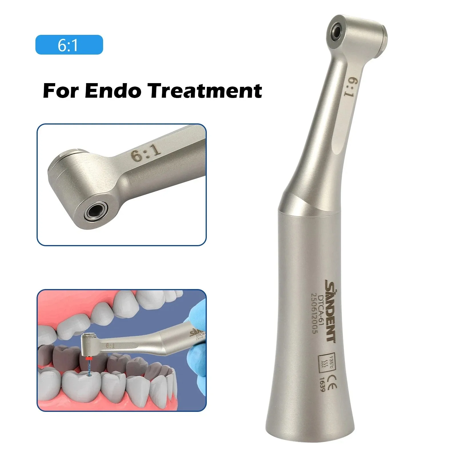 Dental Endo Handstück 6:1 Winkelstück Endodontie Druckknopf-Befestigung für Dentsply Sirona Motor