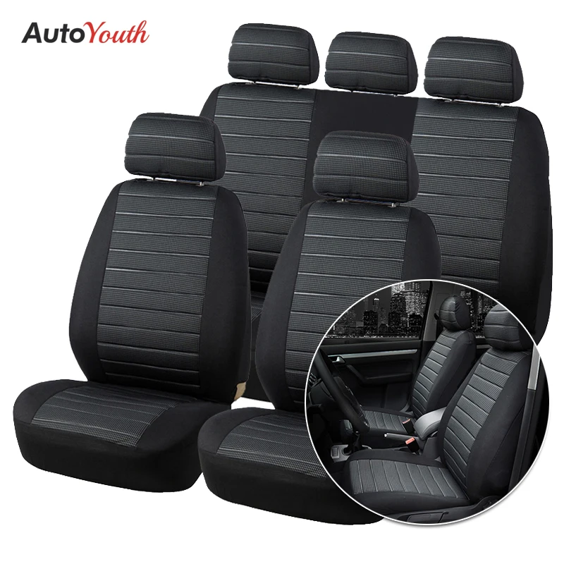 Autoyouth 3pcs/9pcs Car Seat Cover Polyester Fiber Wearresistant