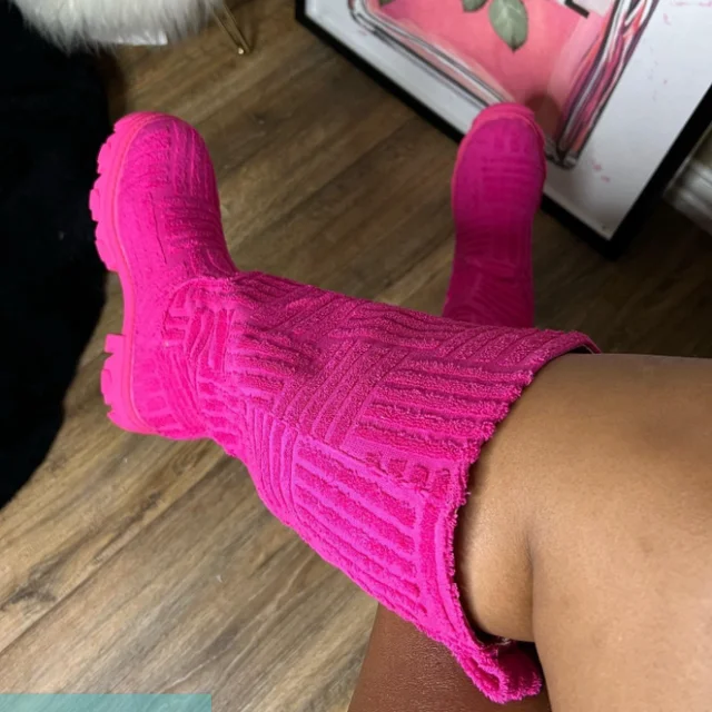 Knee High Knitted Effect Boots 5