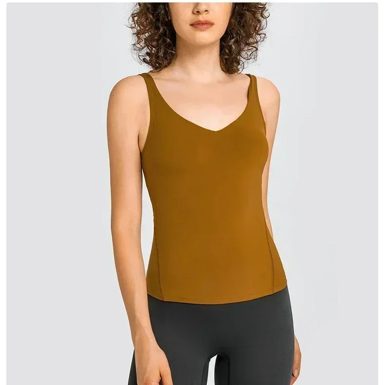 Lemon Align Women Pilates Sports Vest With Chest Pad Sexy Back High Elasticity Breathable Quick-drying Fitness Running Yoga Tops
