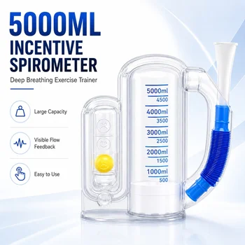 Spirometro da 5000ML, Esercitatore per Respirazione Profonda, Allenatore Muscolare Respiratorio, Dispositivo per Misurazione della Capacità Polmonare, Attrezzo per Fitness e Cura della Salute