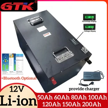 GTK 12V Batteria Al Litio 50Ah 60Ah 80Ah 100Ah 120Ah 150Ah 200Ah Li-Ion per 1KW 2KW Pannello Solare Inverter campeggio carrello da golf all'aperto