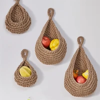 1PC Hand-woven Basket Wall Kitchen Hanging Net Pocket Cotton Rope Water Drop Fruit Vegetable Storage Basket Home Organizer Tools 1
