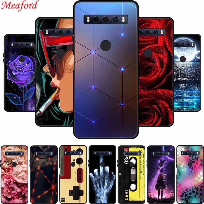 Stylish Black Silicone Soft Back Cover with Popular Picture Design - Protective Phone Case Coque  Bag