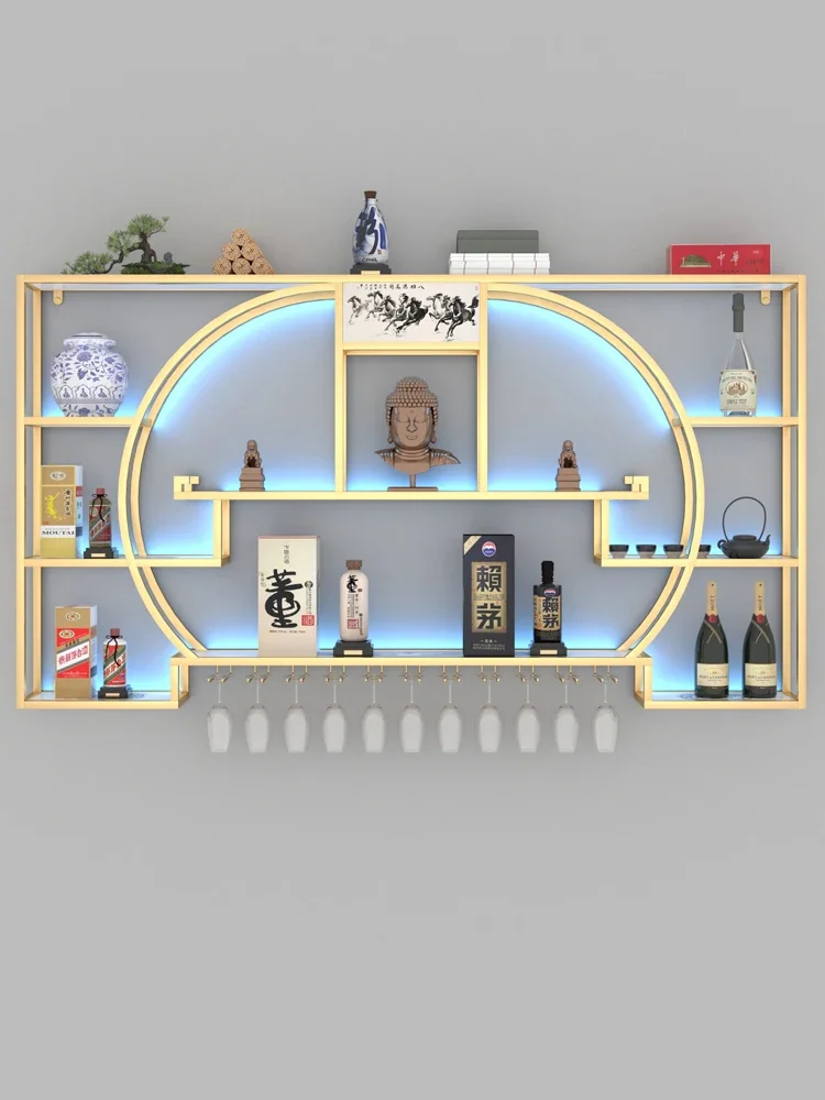 Wine cabinet Wine rack bar counter Chinese living room against the wall