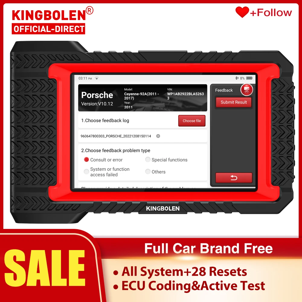 KINGBOLEN K7 7inch Tablet ALL System Diagnostic Tools ECU Coding Active