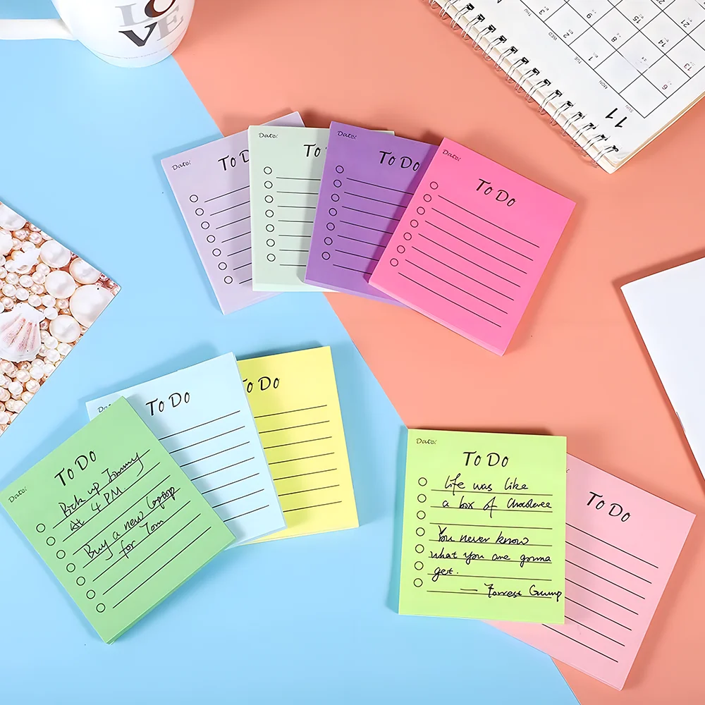 Korean To Do List Sticky Notes Lined Post Memo Pad Checklist Colorful Planner Notepad Journal Stationery Mini Notebook Work Plan sticky note paper