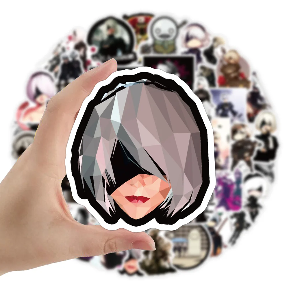 10/50PCS NieR Automata 게임 스티커 개인화 된 멋진 크리 에이 티브 장식 스케이트 보드 헬멧 오토바이 스티커 어린이 장난감