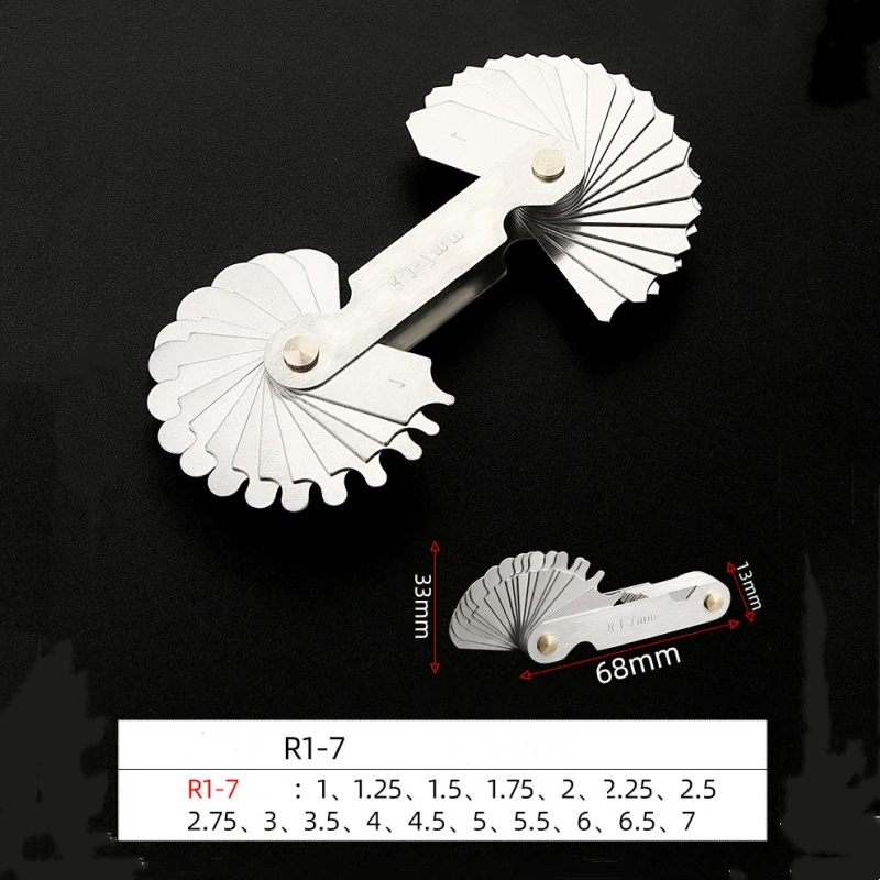 고정밀 R 게이지용 측정 도구, 반경 게이지 0.3-7mm, R7.5-15mm, R15.5-25mm, R25-50mm 아크 반경 측정 도구, 아크 눈금자
