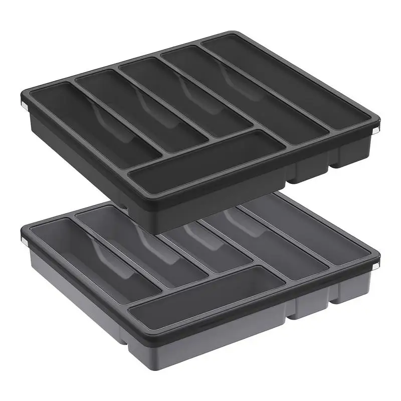 

Silverware Organizer with Lid Covered Expandable Cutlery Storage Box Organizer Tray for Spoons Cutlery Utensil Silverware Tray