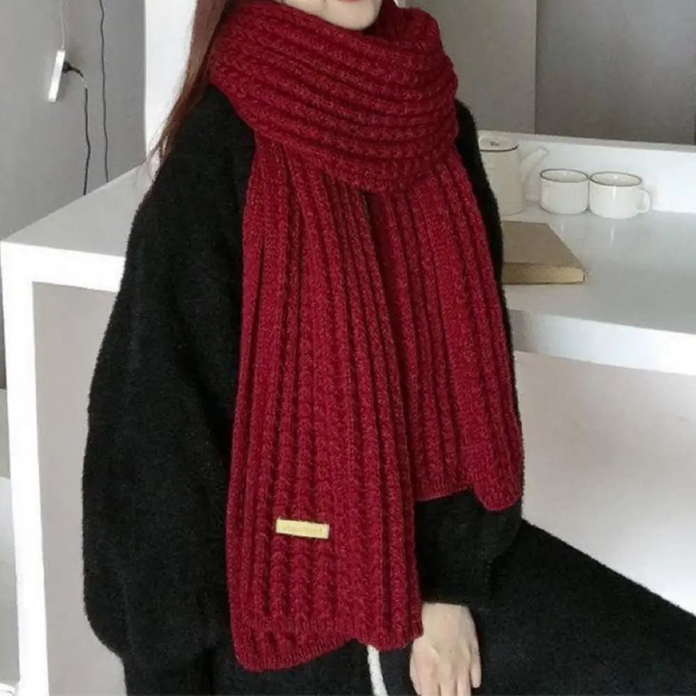 

Stylish Solid Color Neck Wrap Japanese Style Knitted Winter Scarf for Women Windproof Thickened Neck Wrap with Cozy Warmth