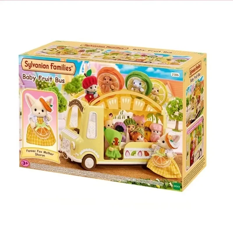 Original Sylvanian Families Kawaii Children Toys Anime Figure baby fruit busCollectible Doll Birthday Gift For Gril