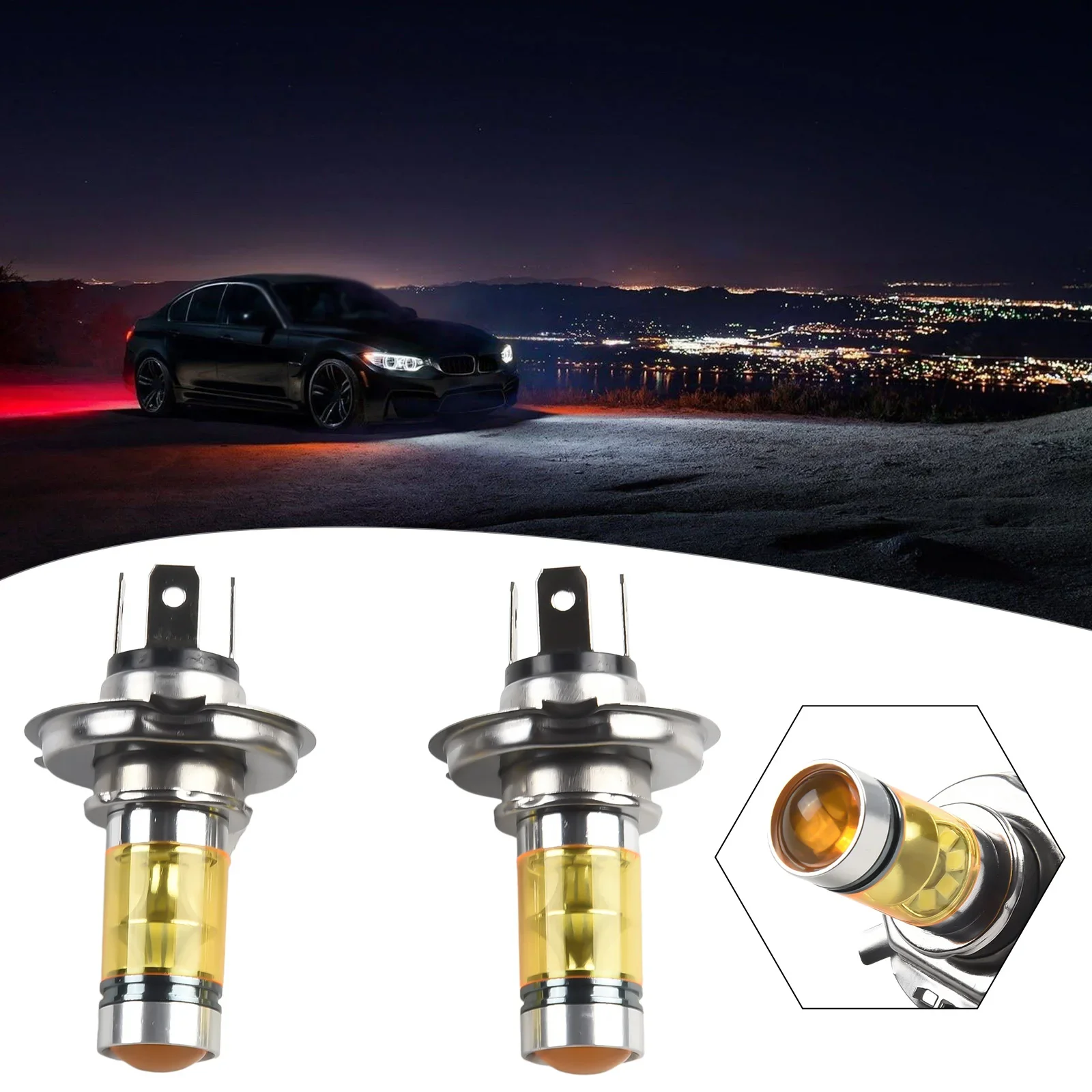 범용 안개등 전구, 노란색 자동차 액세서리, H4 6000K-6500k 헤드라이트, 100W LED, 신제품
