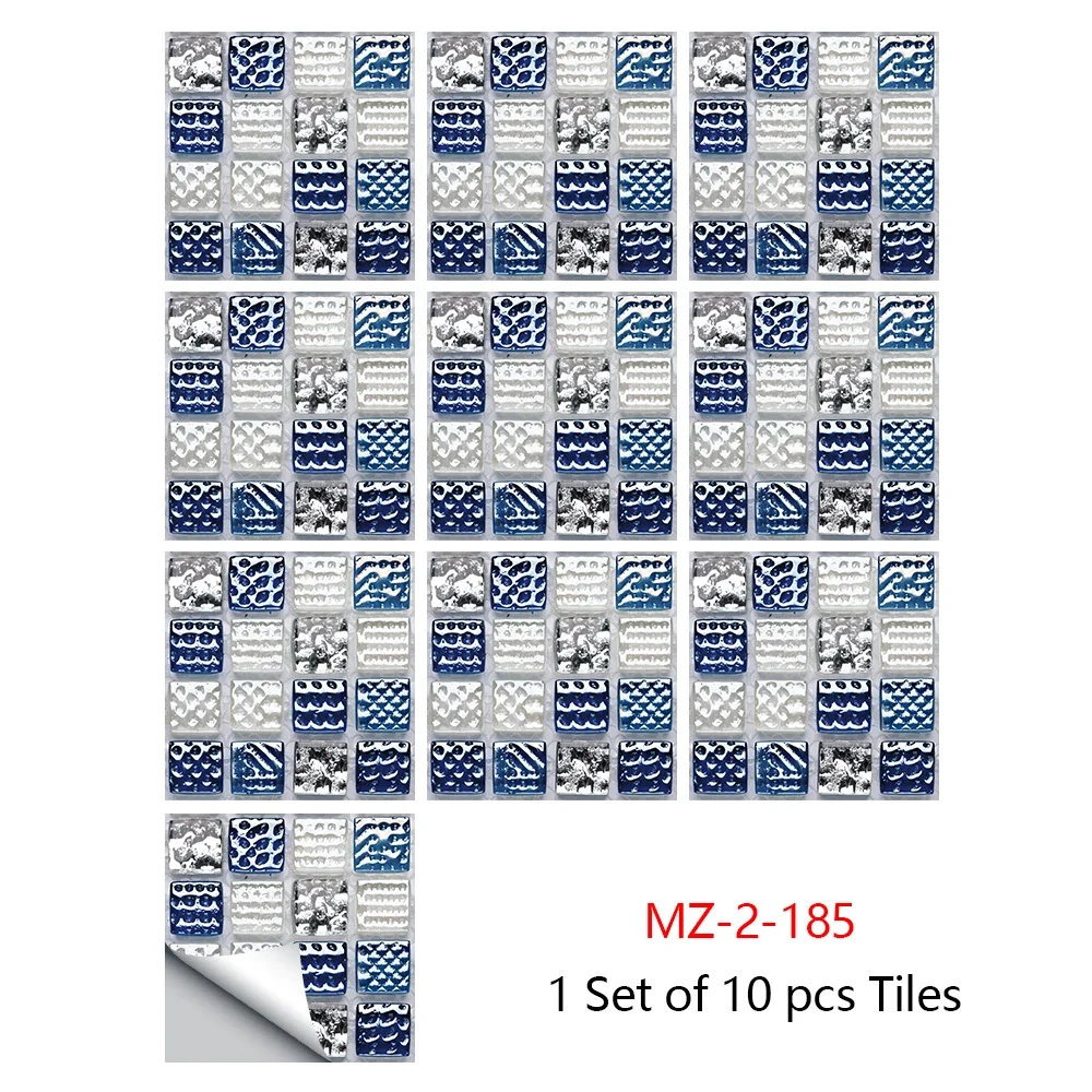 thumbnail image 1 of 10 piezas de pegatinas de mosaico duro morado planas impresas en 2D para papel tapiz de cocina y baño, calcomanías de pared despegables y adhesivas, 1 of 5