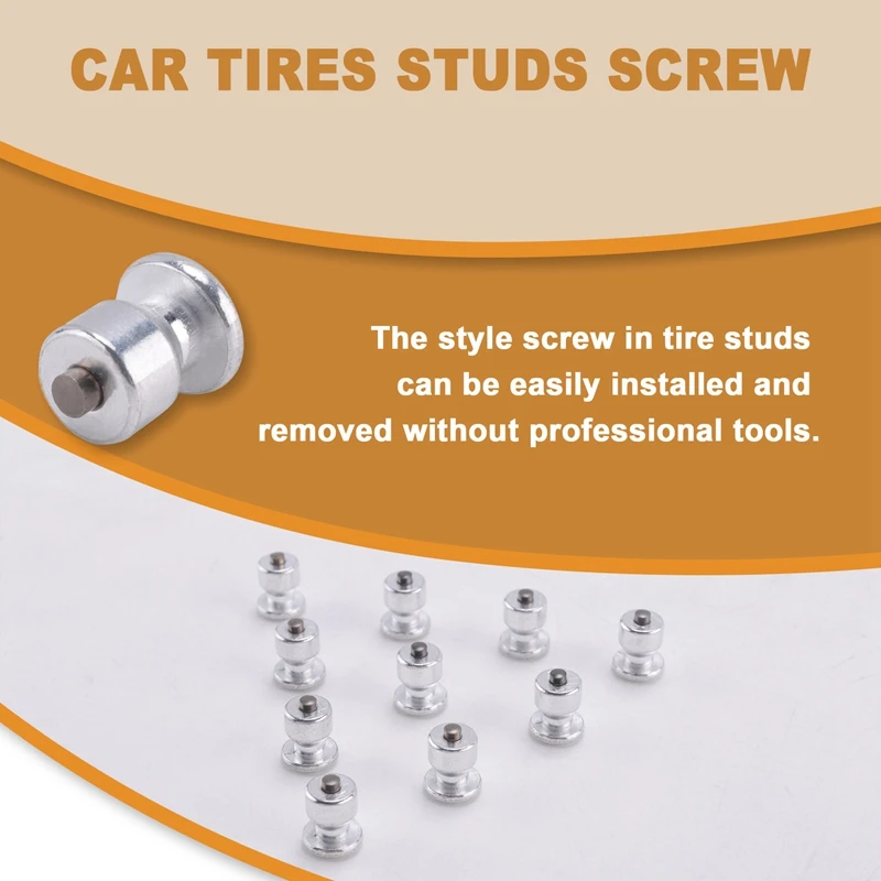 100Pcs Winter Wheel Lugs Car Tires Studs Screw Snow Spikes Wheel Tyre Snow Chains Studs For Shoes ATV Tire 8X10mm-A87D