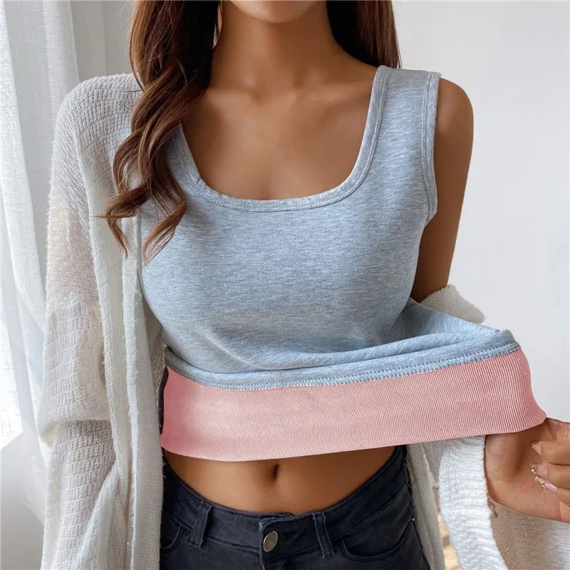 

Underwear Camisole Warm Sling Vest Top Thermal Sling Vest Women Velvet Vest Plush Winter Thickened Unwear Solid Color Thermal