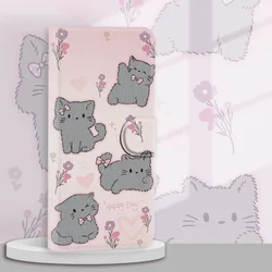 Premium PU Leather Flip Case with Magnetic Closure and Cat Design - Elegant Phone Case Cover for Nokia 7.1 Plus (01)