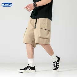 Han Lu 2024 New Men's Summer Outdoor Leisure Sports Snap Belt Pocket Tooling Shorts Oversized shorts