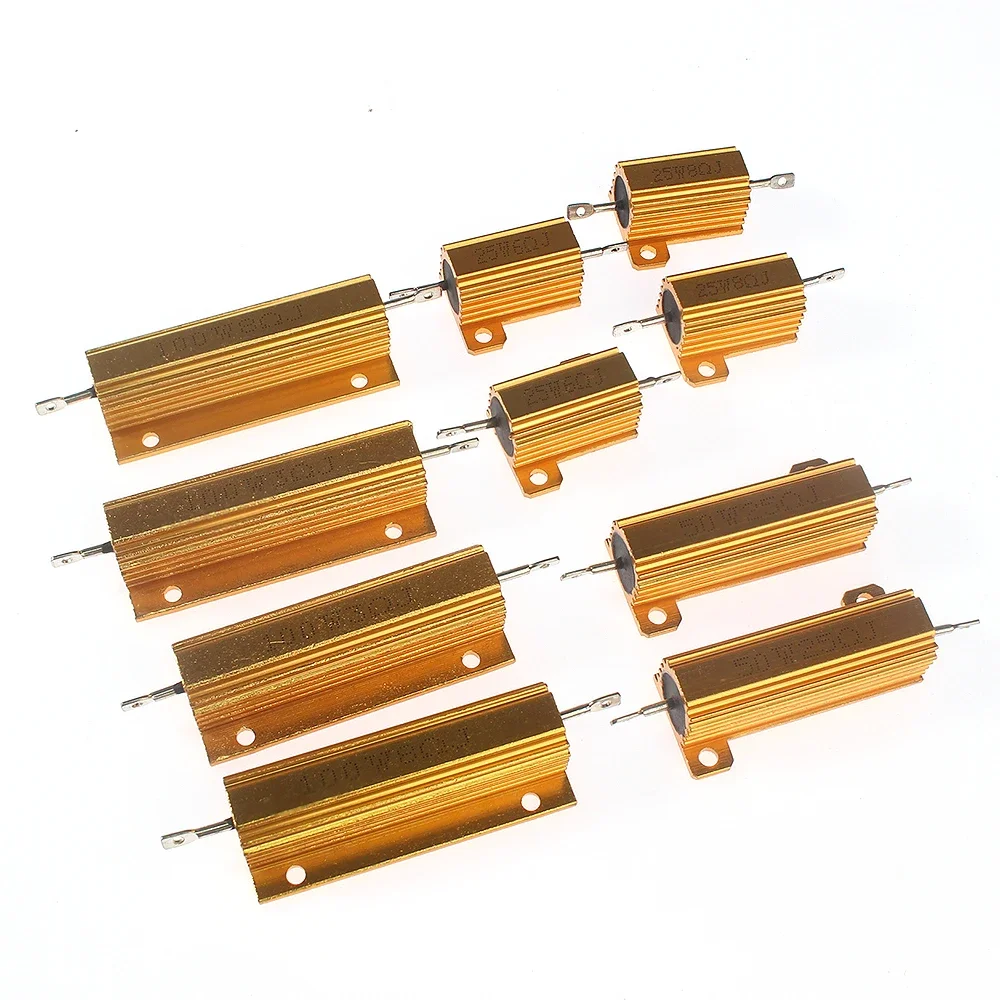 Wirewound Resistor 10W 25W 50W 100W Aluminum Power 0.1-1K ohm 2PCS