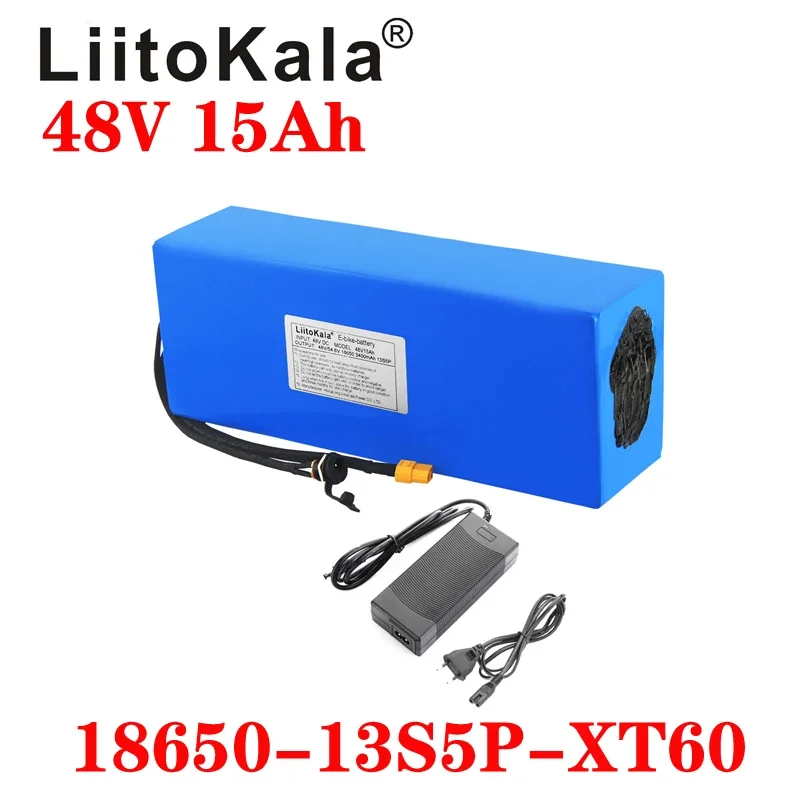 

LiitoKala 48V 15Ah 18650 E-bike Battery Li Ion Pack Bicycle Scoot Conversion Kit Bafang 1000W XT60 Plug 54.6V Charger