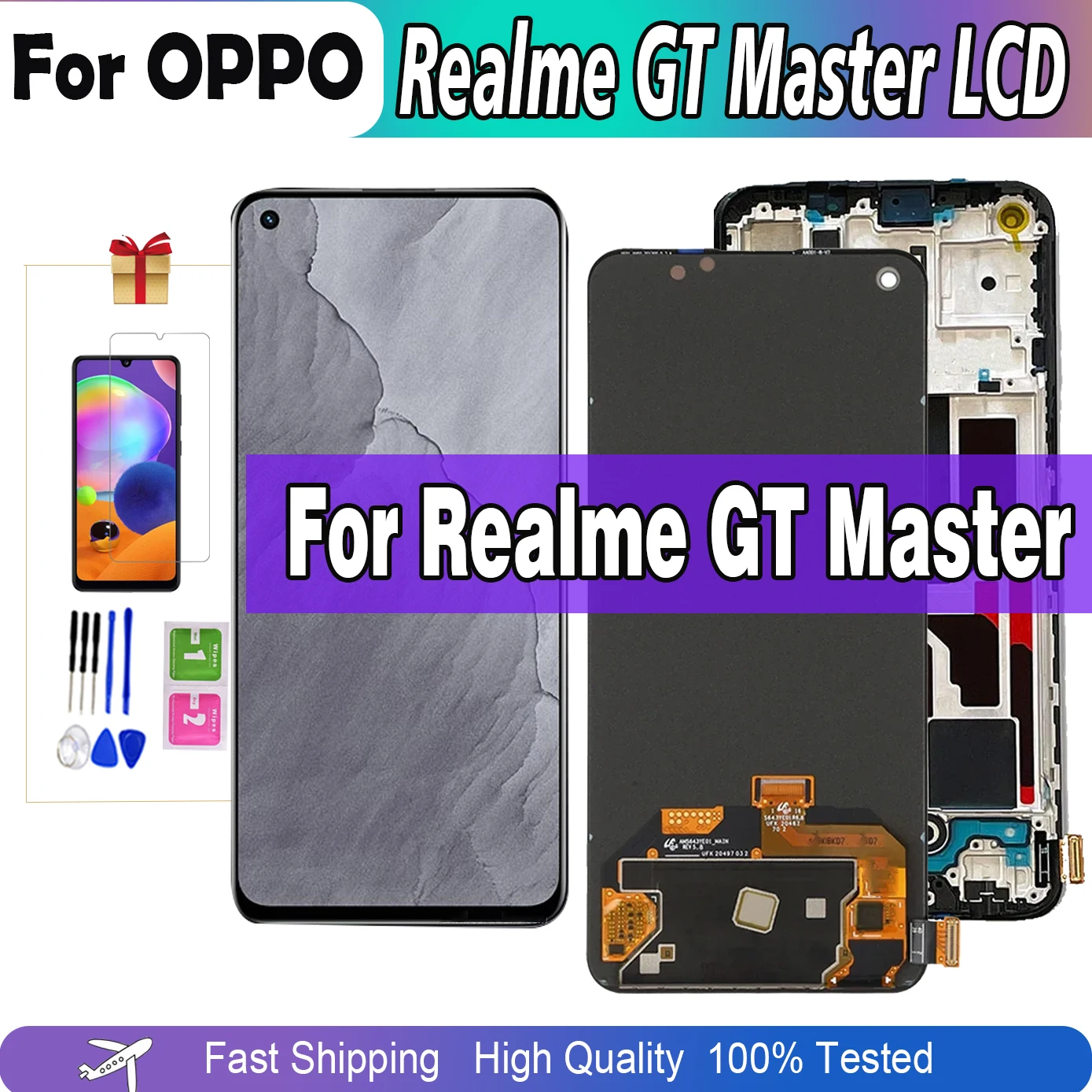 

100% протестированный Super AMOLED ЖК-дисплей для Realme GT Master RMX3363 RMX3360 дигитайзер в сборе дисплей запасные части дисплей сенсорный экран