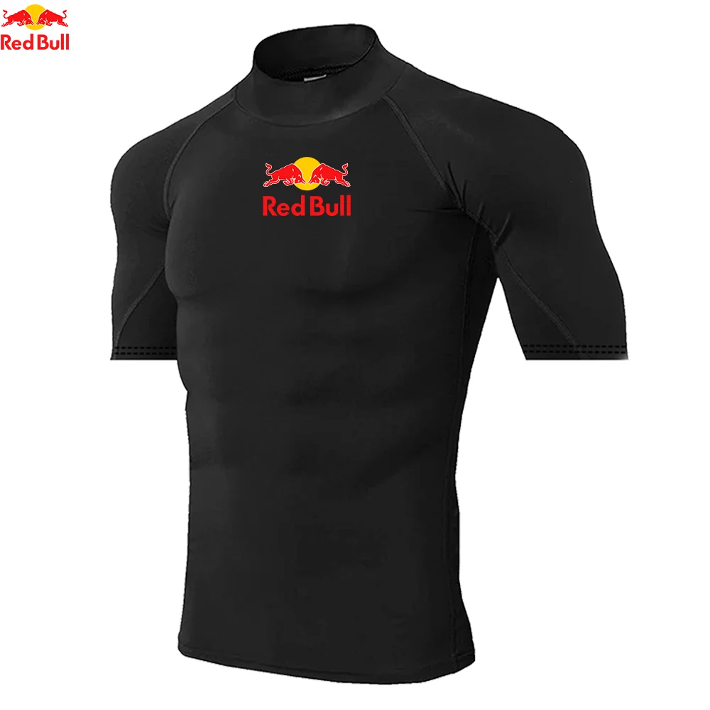 Mens T-Shirts Trainning Exercise Compression Fitness Long Sleeve Sports Quick Dry Tight Gym Clothing Red Bull