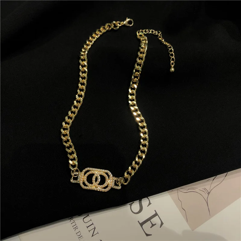 

New Necklace Double Chain Women's Bread Shape Lovely Letter Woman Necklace Gift