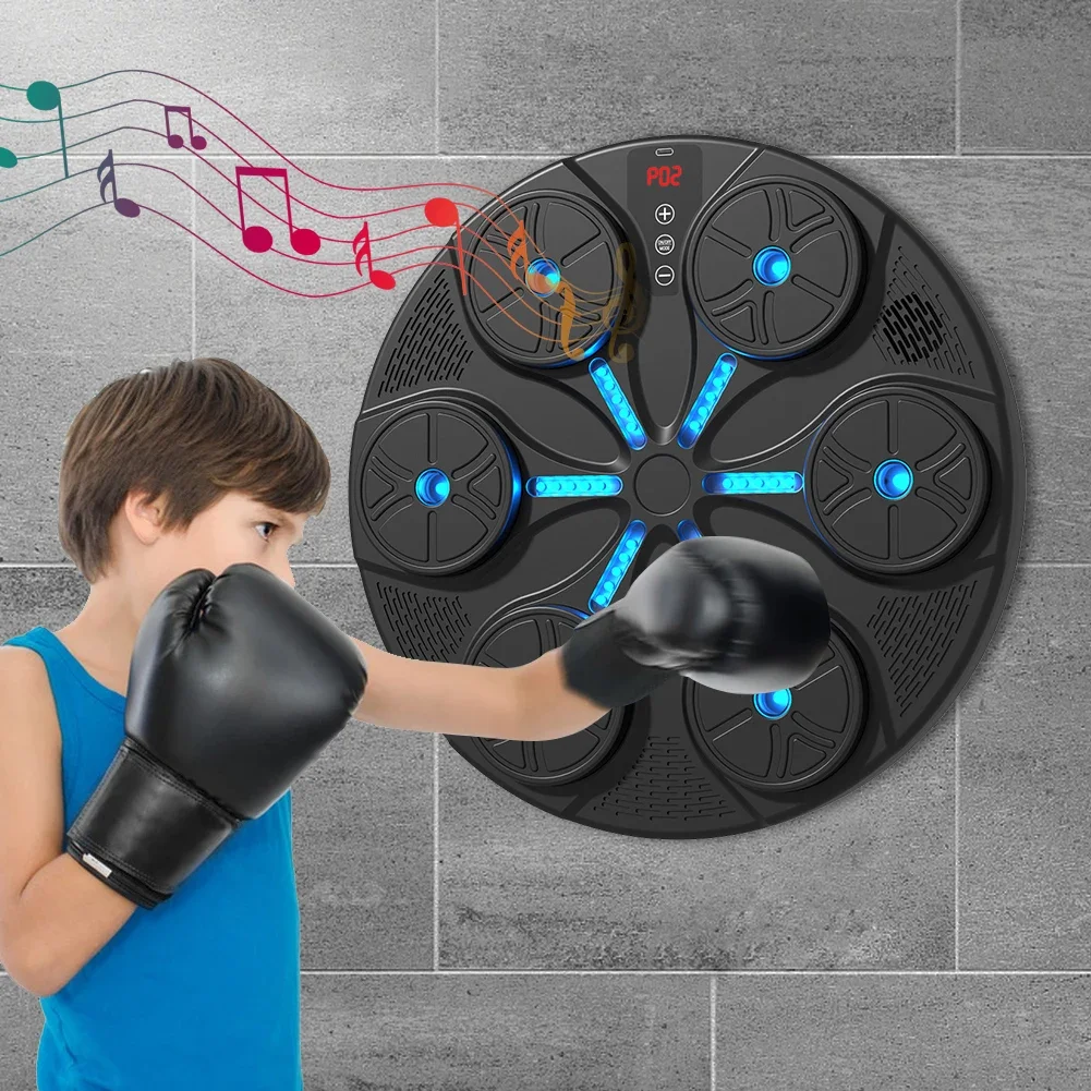 Music Boxing Machine Boxing Reaction Wall Target Type C USB Charging Music Puncher Wall Mounted with Gloves for Home Gym