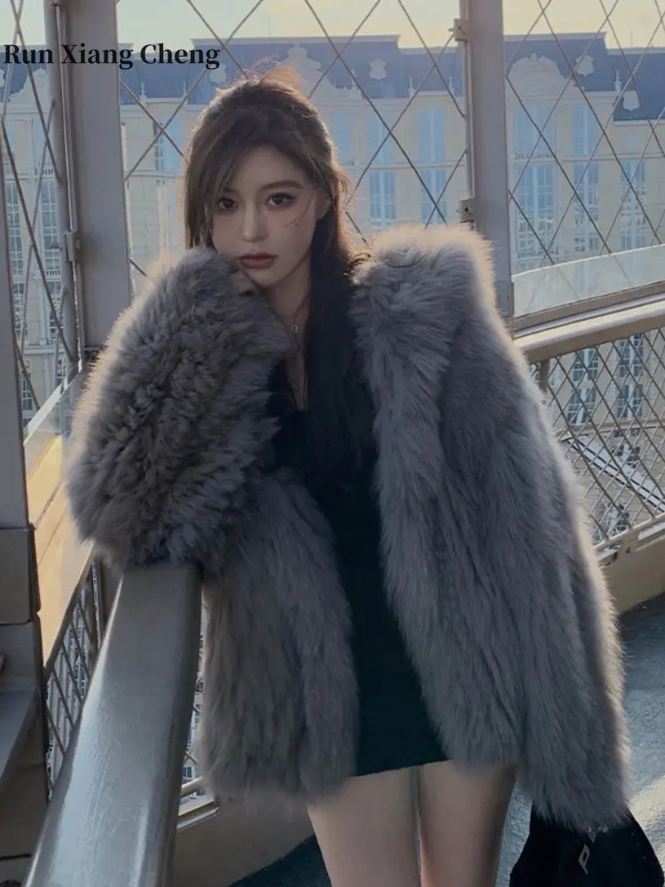 Women's Fur Coat Winter 2023 New Oversize Fluffy Hooded Eco-friendly Elegant Hairy Loose Fashion Plush Women's Jacket Fur Coat