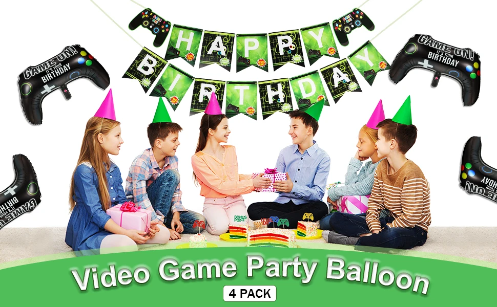 4 Stück 23,6 X 15,7 Zoll Videospiel-Party-Luftballons Spielcontroller Aluminiumfolie-Ballons für Geburtstagsfeier-Dekoration – Detail 1