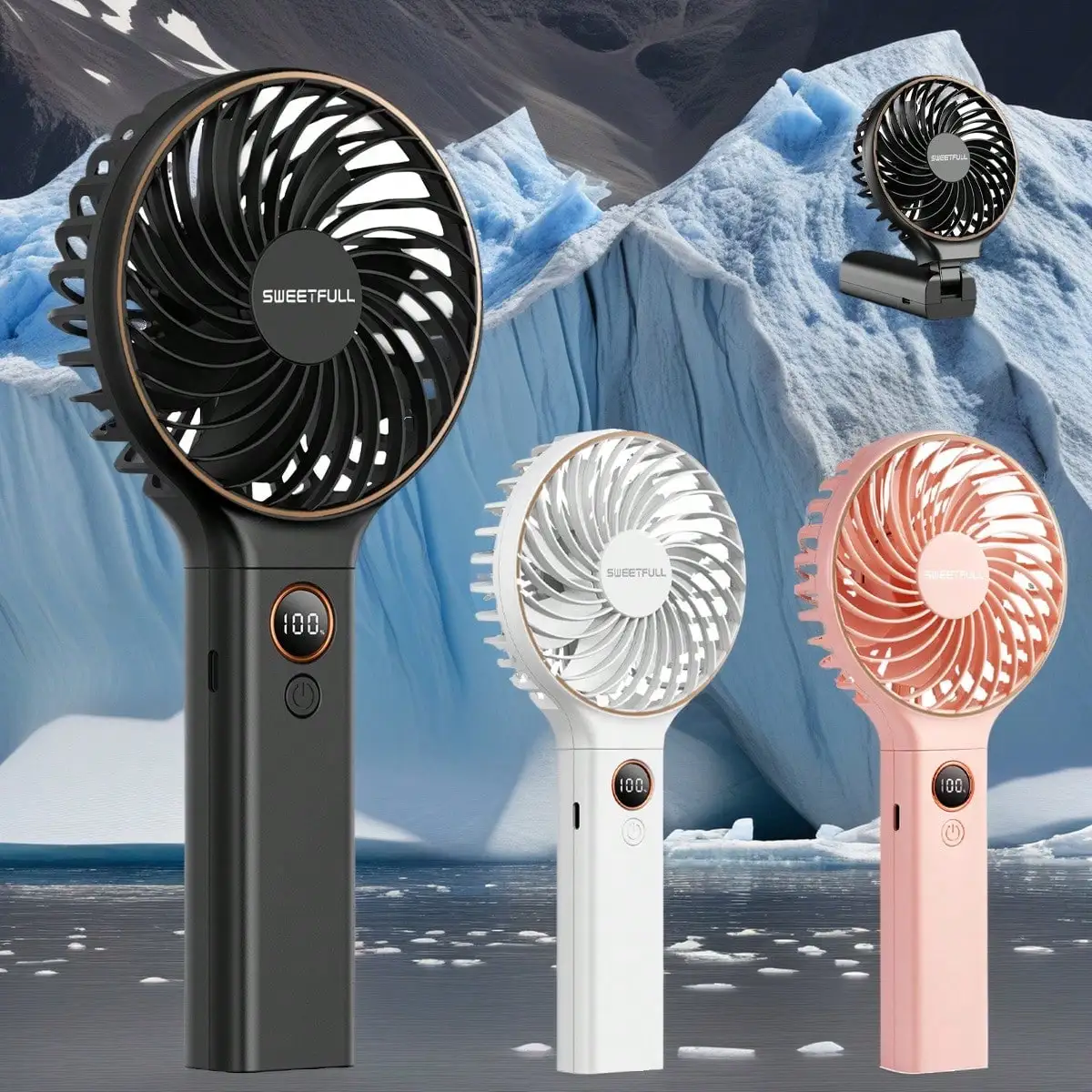 Handheld Mini Fan Foldable Portable Desk Fan with Display Screen,USB ...