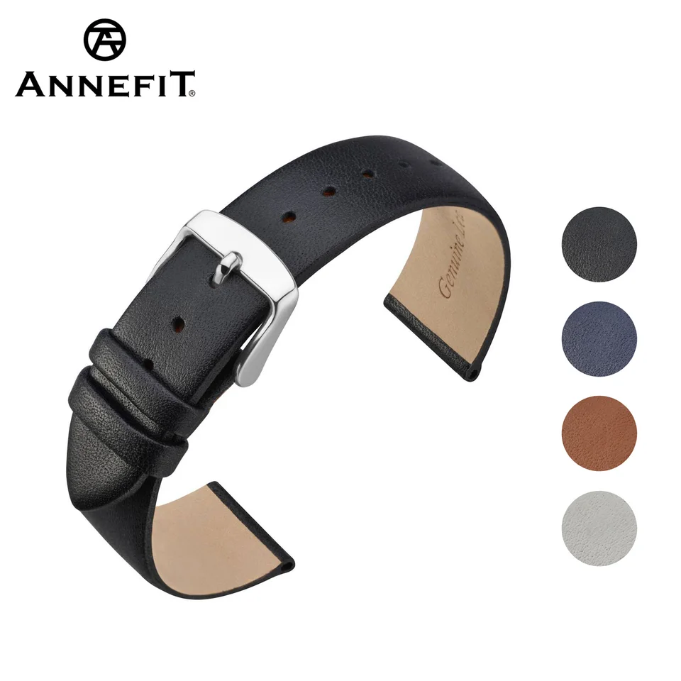 ANNEFIT Cinturini Per Orologi In Pelle, Cinturino 20mm Con Fibbia Argento, Comapatibile Con Orologi Intelligenti E Tradizionali (Marrone Scuro - Foto 10