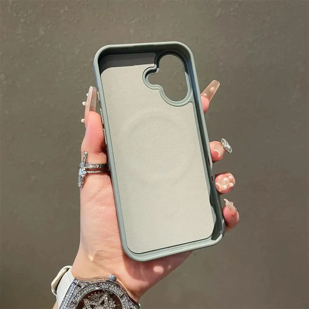 Ultrathin Simple Magsafe Case for iPhone 16 15 14 13 12 11 Pro Max 14 Plus Matte Hit Color Lens Wireless Charging Soft TPU Cover