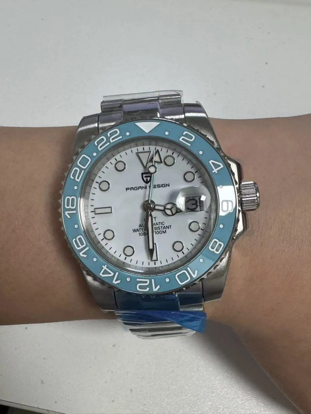 Mechanical Watch PAGANI DESIGN 40MM GMT Milk White Dial Automatic Mechanical Men Watch Ceramic Night Light