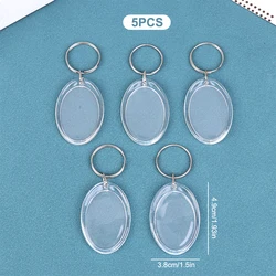Set of 5 Clear Acrylic Photo Frame Keychain Key Holders - Perfect for DIY and Anniversary Gifts (Style 3)