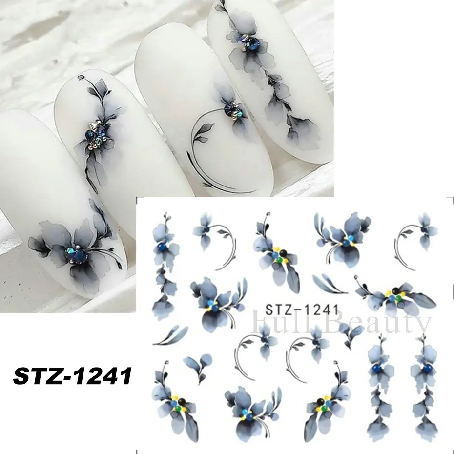 Beauty Flower Water Transfer Nail Sticker Nail Art Decals DIY Decorations Manicure Sliders Tip Tool 1 sheet, nail stickers,nail art decoration,nail decals,nail art tools,flower stickers