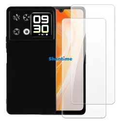 Comprehensive Full - Body Protection Set: Soft Case with Dual Tempered Glass Screen Guards for Cubot P90 (Black)