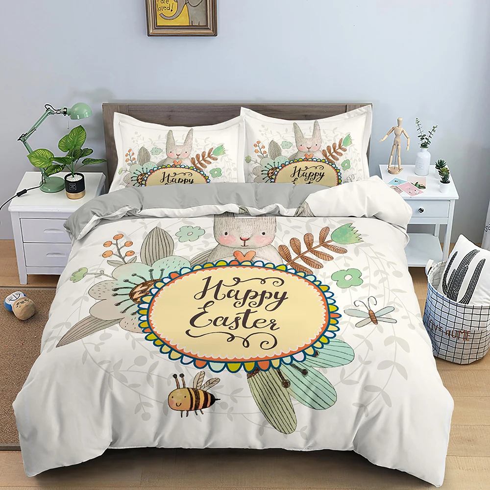 

Cartoon Rabbit Bedding Set Boys Girls Twin Queen Size Duvet Cover Pillowcase Bed Kids Adult Fashion Home Textileextile