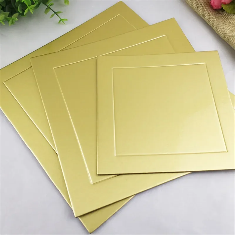 Round Square Mousse Cake Boards Mat Food Grade Paper 10 pcs Kitchen Baking accessories Gold New Year Wedding Cake Displays Tray