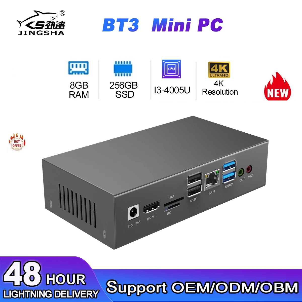 JINGSHA BT3 Mini rdzeń komputer Intel DDR3 4G/8G RAM 128GB/256GB SSD Windows 10 Desktop Mini komputer do gier biurowy